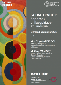 La Fraternité? Réponses philosophique et juridique - Conférence du 25 janvier 2017